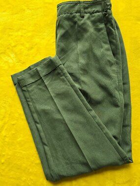 MNG Suit Mango High Rise Slit Front Hem olive green Slim Pants Size 2 Small